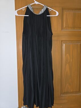 SHEIN Black Maxi Dress with Silver Beaded Halter